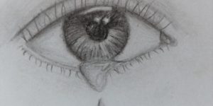 Sad crying eye pencil drawing Sad eye drawing with tears