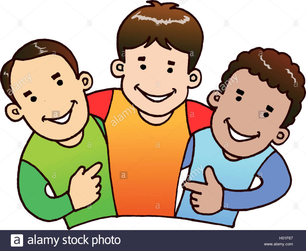 illustration of 3 boys with happy face getting together as a good H01F67
