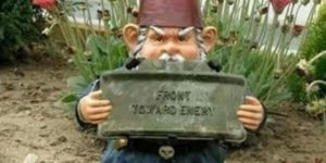 garden gnome with claymore mine